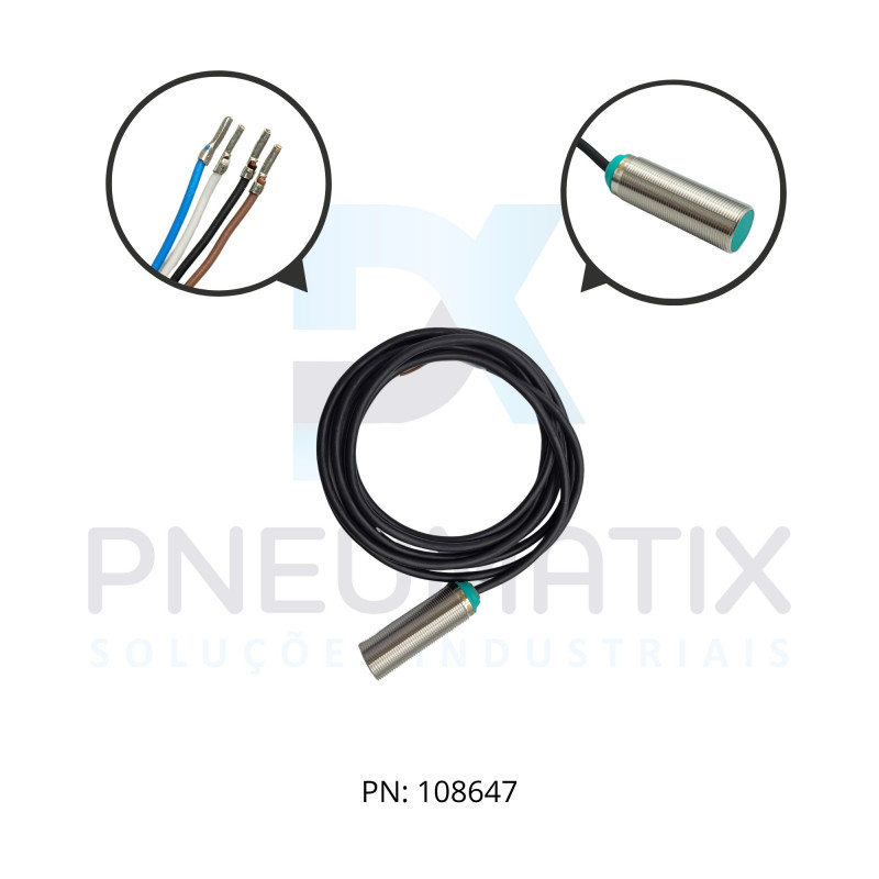 SENSOR IND.CIL.DIAM.18MM Sn:5MM FAC.ALIM.10-30VDC PNP NA/NF CABO 2MTS NBB5-18GM50-A2 PN:326161-0108 PEPPERL SENSOR IND.CIL.DIAM.18MM Sn:5MM FAC.ALIM.10-30VDC PNP NA/NF CABO 2MTS NBB5-18GM50-A2 PN:326161-0108 PEPPERL