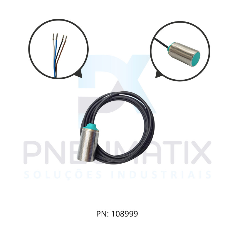 SENSOR IND.CIL.DIAM.30MM Sn:10MM FAC.ALIM.5-36V PNP NA/NF CABO 2MTS NBB10-30GM50-A2 PN:326161-0167 PEPPERL