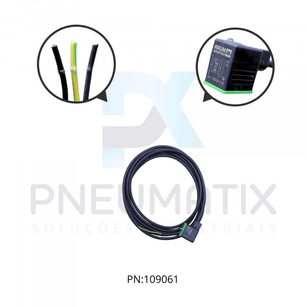 CABO C/CONECTOR 3MTS P/BOBINA FORMATO BI C/LED TENSAO 24VAC/VDC MOD. 711021-6360300 MURRELEKTRONIK