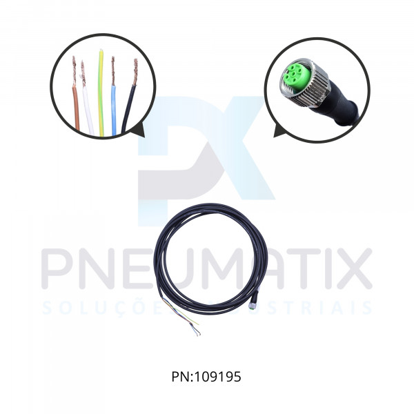 CABO C/CONECTOR 5MTS FEMEA RETO M12 5 PINOS PUR PRETO 712241-6550500 MURRELEKTRONIK
