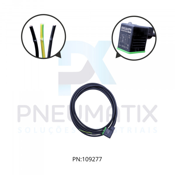 CABO C/CONECTOR P/BOBINA 3MTS M12 11MM TENSAO 24V PUR PRETO 711021-6160300 MURRELEKTRONIK