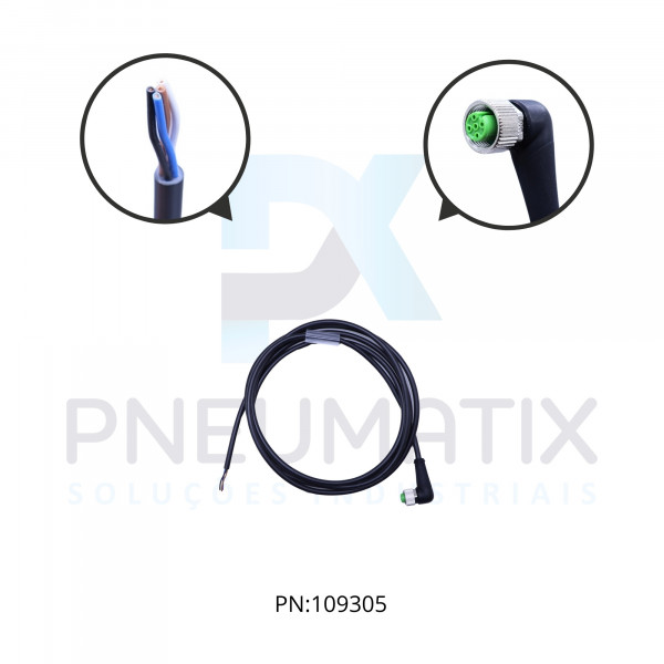 CABO C/CONECTOR PVC 2MTS FEMEA ANGULAR M12 4 POLOS COR PRETO 712341-6140200 MURRELEKTRONIK