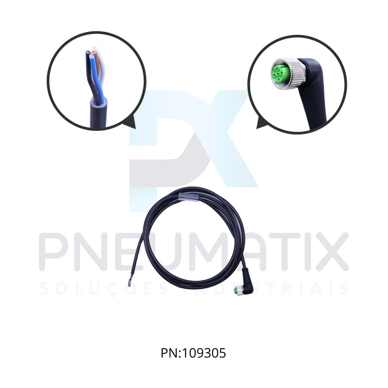 CABO C/CONECTOR PVC 2MTS FEMEA ANGULAR M12 4 POLOS COR PRETO 712341-6140200 MURRELEKTRONIK