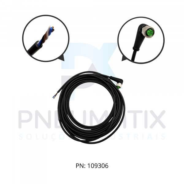 CABO C/CONECTOR PVC 6MTS FEMEA ANGULAR M12 4 POLOS COR PRETO 712341-6140600 MURRELEKTRONIK