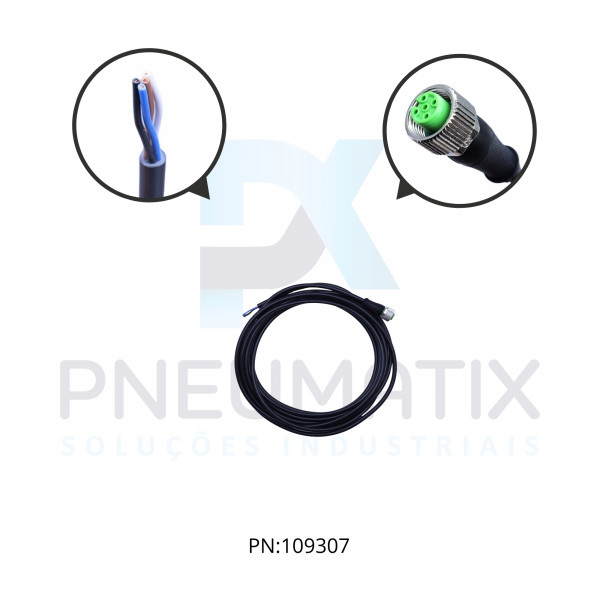 CABO C/CONECTOR PVC 4MTS FEMEA RETO M12 4 POLOS COR PRETO 712221-6140400 MURRELEKTRONIK