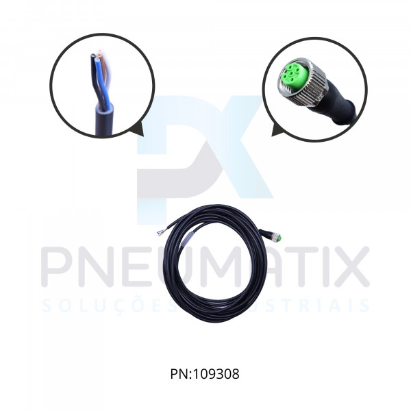 CABO C/CONECTOR PVC 6MTS FEMEA RETO M12 4 POLOS COR PRETO 712221-6140600 MURRELEKTRONIK