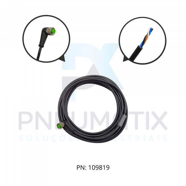 CABO C/CONECTOR 7,5MTS FEMEA ANGULAR M12 4 POLOS COR PRETO 712341-6140750 MURRELEKTRONIK