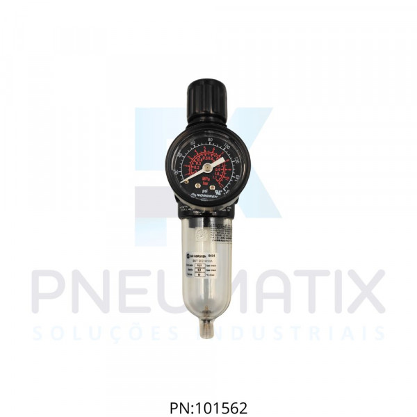 FILTRO REGULADOR MINI R.1/4 NPT COPO POLICARBONATO DRENO MANUAL 5 MICRAS C/MANOMETRO B07-202-M1KA NORGREN